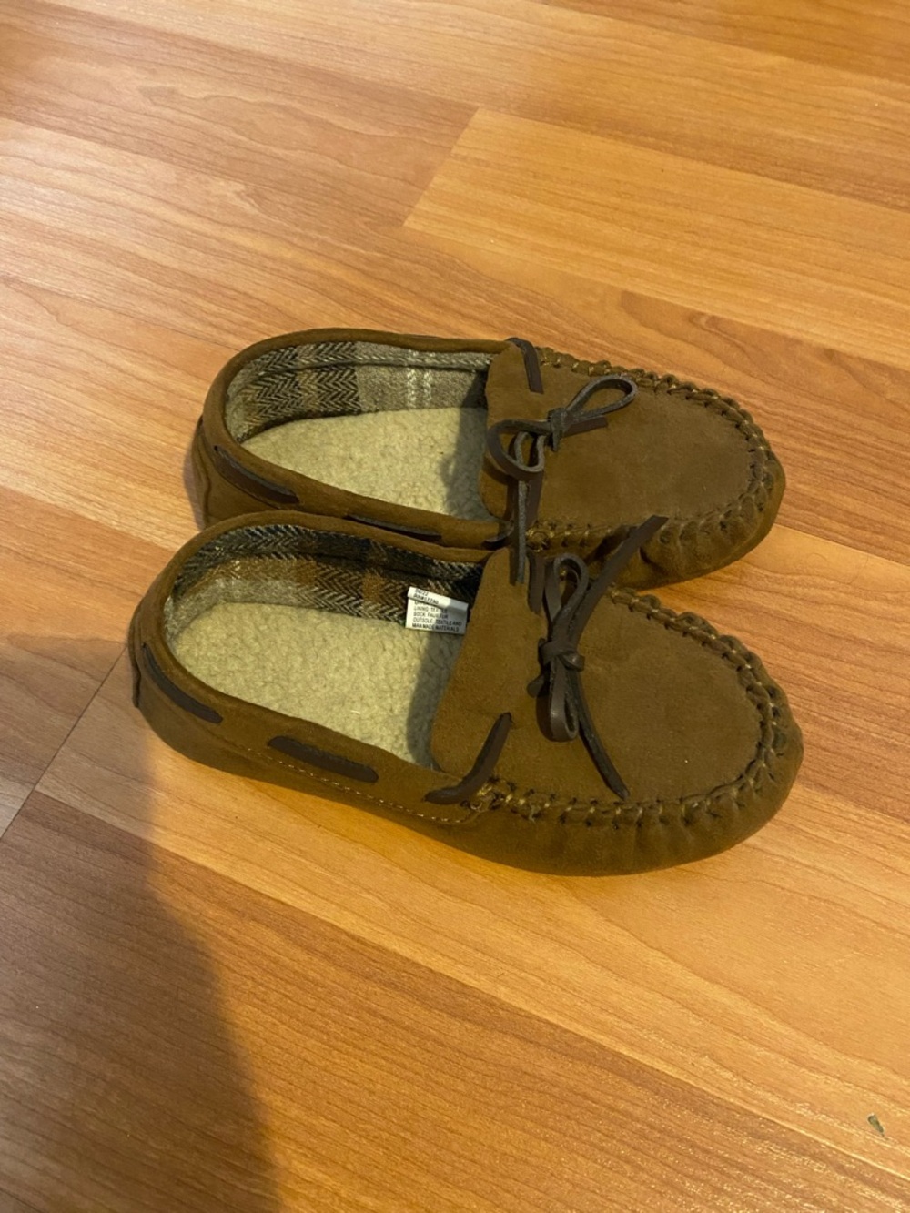 Boys Brown Suede Moccasin Slippers - Picture 4 of 6